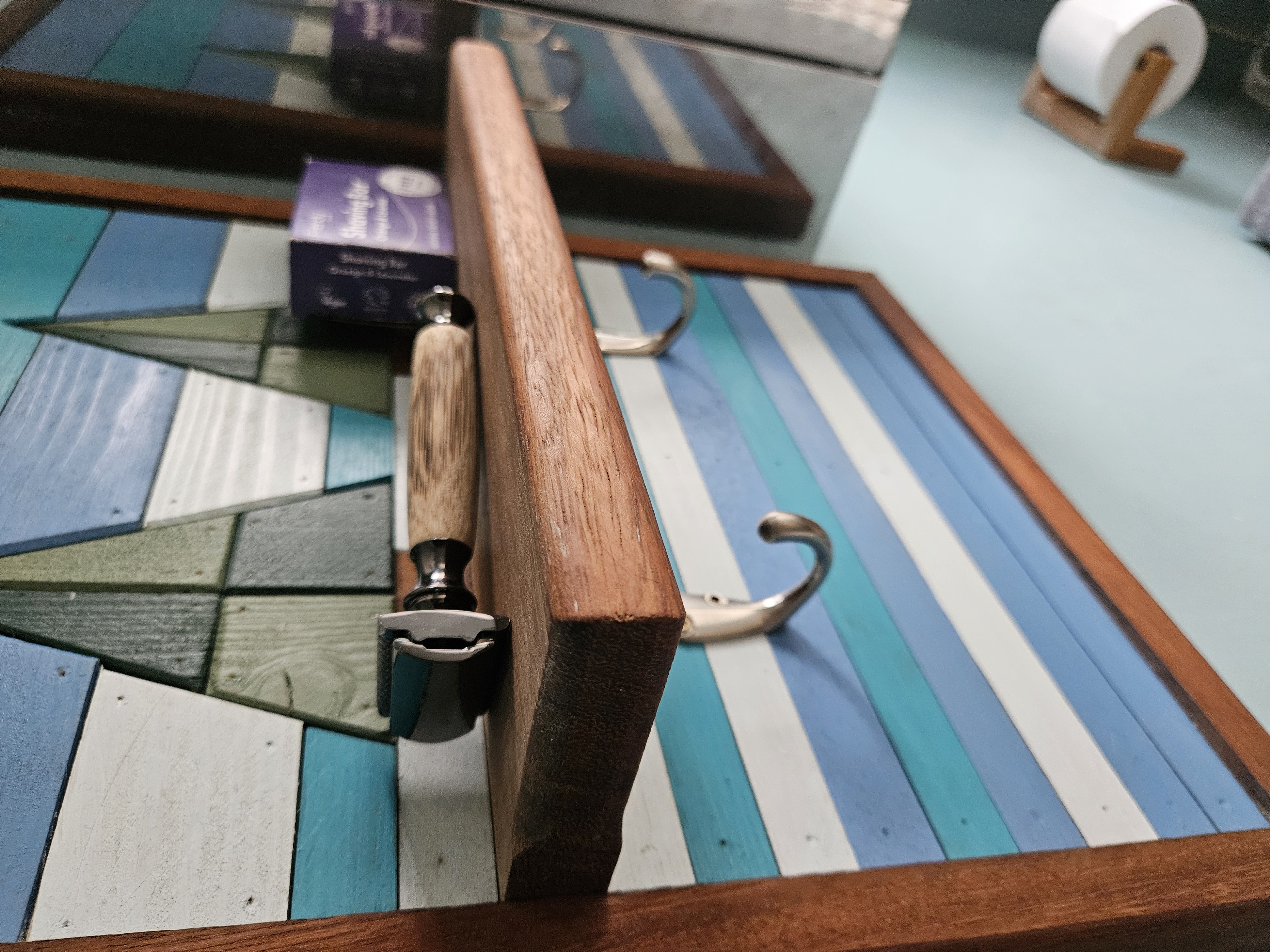 Bathroom Shelf & Hooks - Reclaimed Wood
