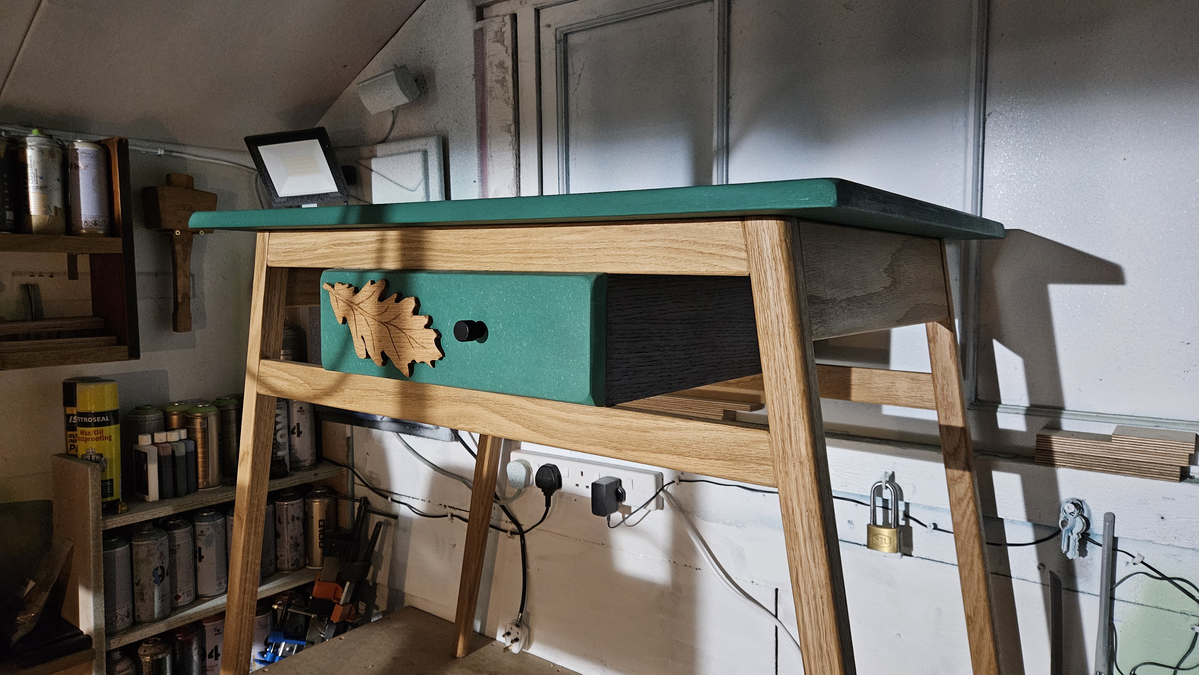 Green Valchromat Table in Workshop